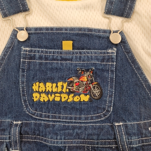 NWT Harley-Davidson Kid's Denim Overall Shorts Set - Picture 2 of 7